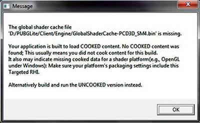 Global Shader or Cooked Content Error
